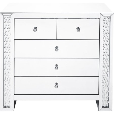 BLUEPRINTS 39.5 in. Crystal Five Drawers Cabinet Mirror Finish, Clear BL2571083